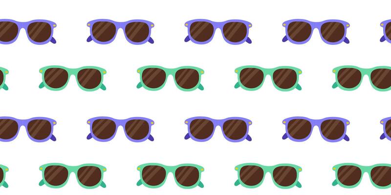 Sunglasses displayed in a repetitive pattern on a white background for fun summer vibes