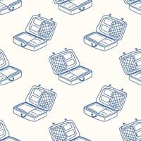 Pattern of open suitcases on a light background for travel-themed design decoration vector