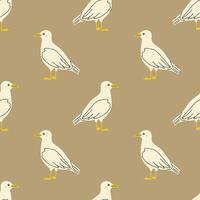 Repeating pattern of illustrated seagulls on a neutral background vector