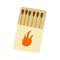 Matches in a beige box with a flame symbol on the front sitting on a plain background vector