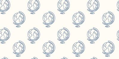 Repeated pattern of globes illustrating a world theme in a contemporary design vector