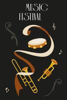 Exciting music festival featuring vibrant instruments and dynamic rhythms vector