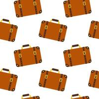 Brown suitcases on a white background create a stylish travel pattern for design purposes vector