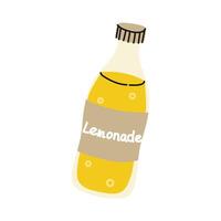 Bright yellow lemonade bottle with a simple label in a playful design vector