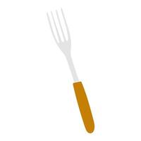 Fork with a yellow handle on a white background displaying simple kitchen utensil design vector