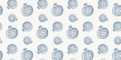 Repeating pattern of pomegranate illustration on a light background vector