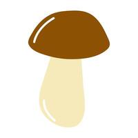 Mushroom illustration with brown cap and white stem isolated on a plain background vector
