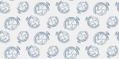 Global patterns featuring stylized globes and compasses on a light background vector