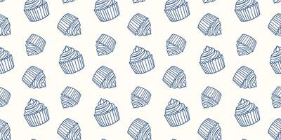 Cupcake pattern design featuring various styles on a light background vector