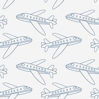 Repeated pattern of simple airplane illustrations on light background vector
