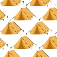 Colorful camping tents arranged in a repeating pattern on a white background vector