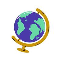Colorful globe showing earth's continents on a classic stand in a simple design vector