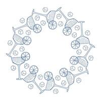 Creative cocktail design featuring drinks and ice cubes in a circular pattern vector