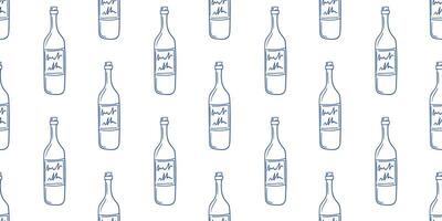 Repeated pattern of vintage bottles on a light background vector