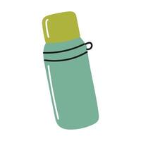 Thermal bottle in soft green color designed for outdoor activities and daily hydration needs vector