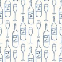 Bottles and glasses create a cheerful pattern celebrating social gatherings and good times vector