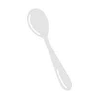 Simple silver spoon resting on a white background showcasing its sleek design and shape vector