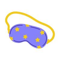 Sleep mask with star patterns in vibrant purple and yellow color, ideal for relaxation vector