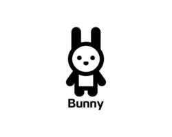 Playful bunny icon logo for kids branding in minimalist style vector