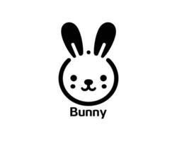 Playful bunny icon logo for kids branding in flat design vector