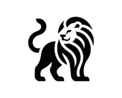 Lion silhouette logo in playful and clean style vector