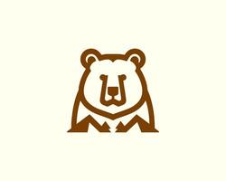 Bear logo flat style in chocolate brown for professional use vector