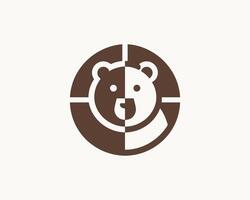 Bear logo icon in rustic flat style vector