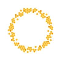 Honeycomb pattern forming a circular frame with vibrant yellow tones vector