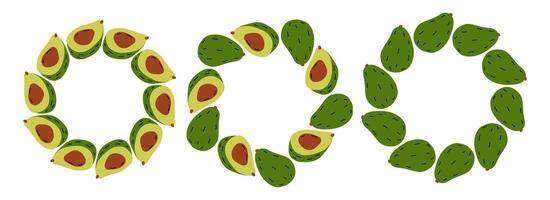 Creative avocado wreath design featuring fresh produce in a circular arrangement vector