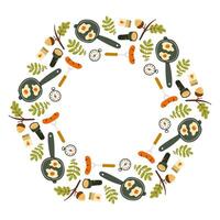 Cooking utensils and ingredients arranged in a circular pattern for culinary enthusiasts vector