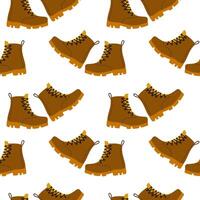 Brown hiking boots pattern on a white background suitable for textile or graphic design vector