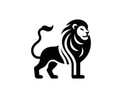 Iconic Minimal Lion Full Body Logo in Black and White Clean Design vector
