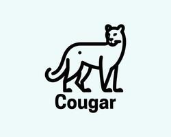 Minimal Cougar Logo with Full Body Pose vector