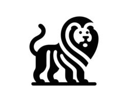 Minimalist Black and White Lion Full Body Logo for Modern Branding vector