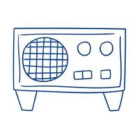 Vintage radio design with simple lines and clear structure created in blue sketch style vector