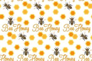 Bee pattern design featuring honeycomb and bees in vibrant yellow tones vector