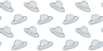 Patterns of simple line drawings of Saturn across a white background display a cosmic theme vector