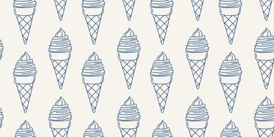 Delightful pattern of ice cream cones in a charming, vintage style displayed on a light background vector