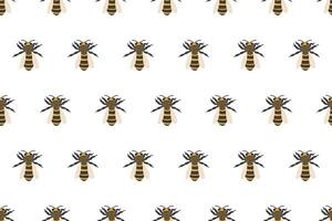 Pattern of bees on a white background creates a vibrant and playful design for fabric vector