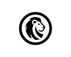 Simple Black and White Lion Head Icon Logo in Clean Playful Style vector