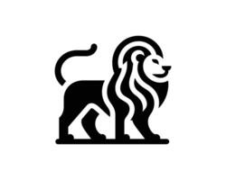 Modern Lion Logo Design in Simple Black and White Silhouette vector