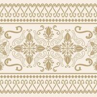 Exquisite Elaborate Detailed of Royal Gold Hand Drawn Filigree Scroll Ornament on Cream Background. Great Luxury Pattern Cross Florals Swirl Fleur de lis Design for Wealth Expression Decoration Fabric vector