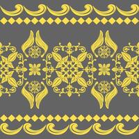 Delicate Flow Waves Of Florals Border Stripe Illustration seamless border pattern. Hand Drawn Striped filigree Royal Baroque Style for Handicraft Scroll Ornament Silk Iznik Scandinavian Folklore Grey vector