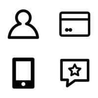 App store, Profile, Billing and invoices stroke outline icons set isolated on white background. vector