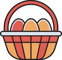 Easter basket, colorful eggs vector