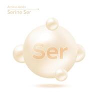 Serine Ser amino acid capsule vitamins complex minerals. 3D Model of molecule isolated on white background. For food supplement ad package design. Science medical concept. vector