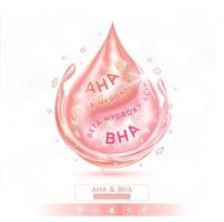 Pink collagen AHA BHA solution isolated on white background. Vitamins complex minerals supplements should take in pairs. Helps keep skin moisturized and youthful. vector