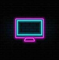 neon style.Computer monitor screen hardware technology, illustration graphic design. neon style. image of desktop computer with flat screen. vector
