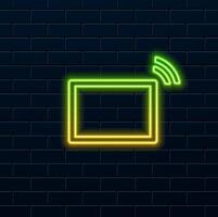 Laptop and wireless network cloud. neon style.Stylish minimalist laptop icon. wireless notebook. vector