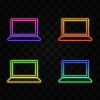 Laptop or computer line icon. neon style. vector